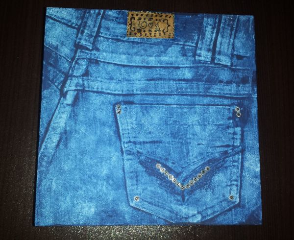 Caixa MDF com pintura de efeito jeans